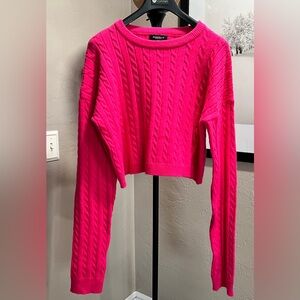 Rebdolls Hot Pink Cable Knit Cropped Sweater 4X Plus Size